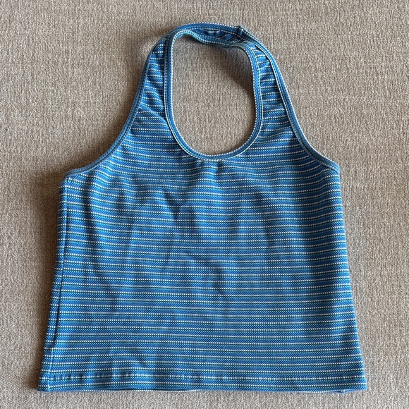 Anthropologie Pilcro Blue and White Striped Halter Top - Picture 3 of 4